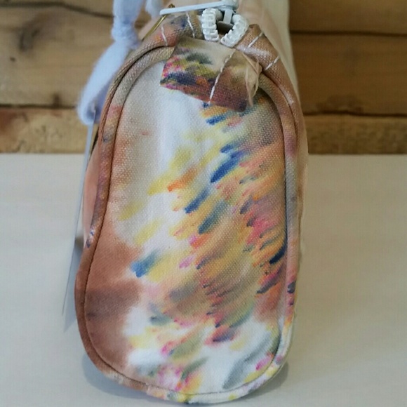 Hand tie dyed The Girl In Grey cosmetic bag in shades of brown, peach & orange - Picture 4 of 4
